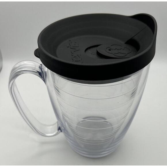 Tervis Clear 16 Oz Tumbler With Handle & Black Lid Double Walled Travel NWOT - Picture 3 of 7